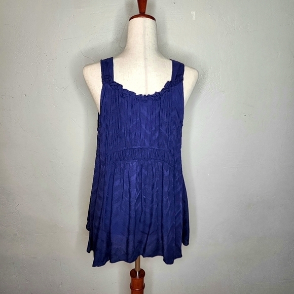 NWT Maeve for Anthropologie Bretta‎ Gathered Tank Top Navy Blue Sz M - Picture 7 of 12